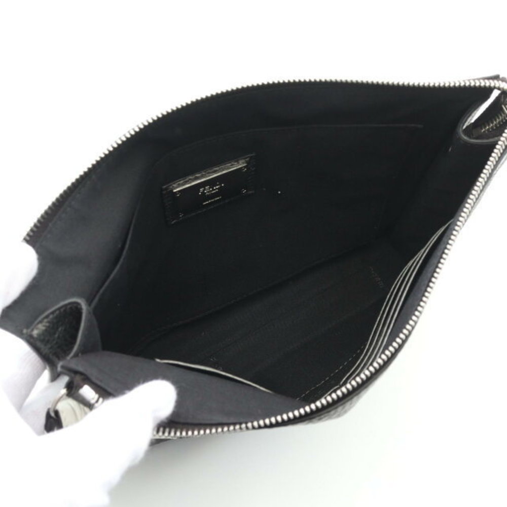 Fendi Eye Clutch Flat Leather Bugs White Gray Bag - Picture 3 of 6